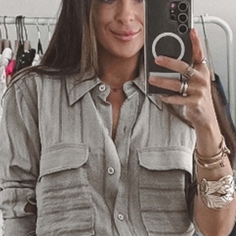 Zara Green Button Down Top Nwt - image 2